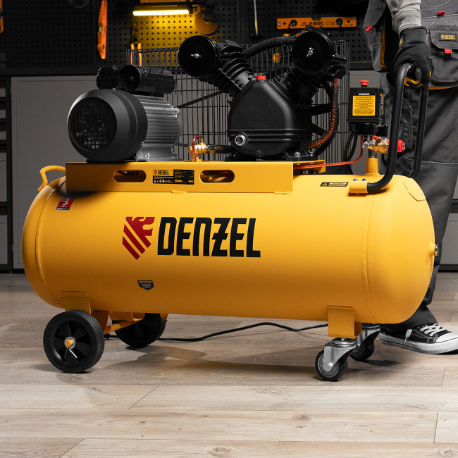 Компрессор воздушный BCV2200/100, ременный привод, 2.2 кВт, 100 литров, 370 л/мин Denzel в Ижевске
