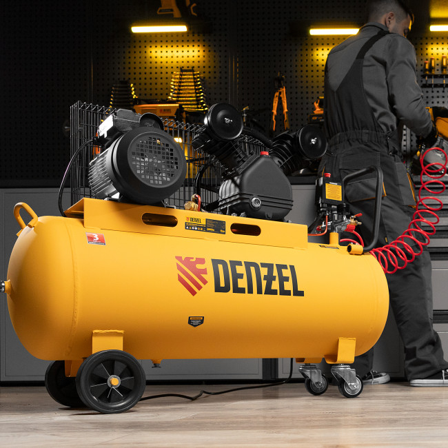 Компрессор воздушный BCV2200/100, ременный привод, 2.2 кВт, 100 литров, 370 л/мин Denzel в Ижевске