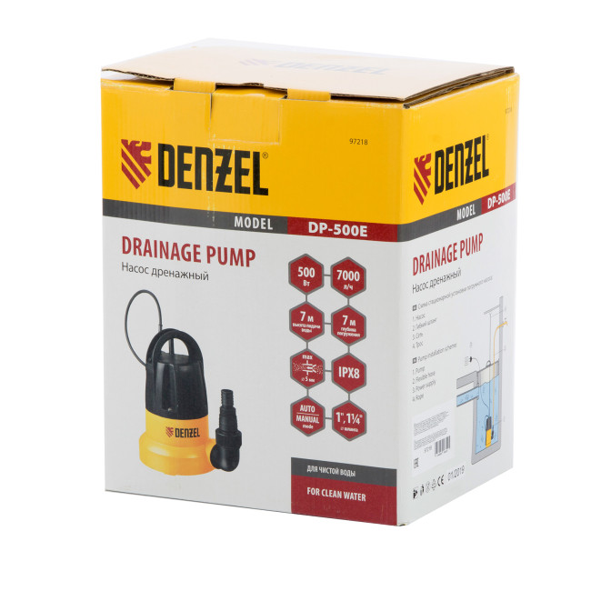 Дренажный насос DP500E, 500 Вт, подъем 7 м, 7000 л/ч Denzel в Ижевске Дренажный насос DP500E, 500 Вт, подъем 7 м, 7000 л/ч Denzel в Ижевске
