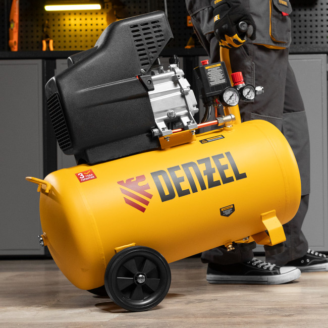 Компрессор воздушный, прямой привод DC1500/50, 1.5 кВт, 50 литров, 220 л/мин Denzel в Ижевске