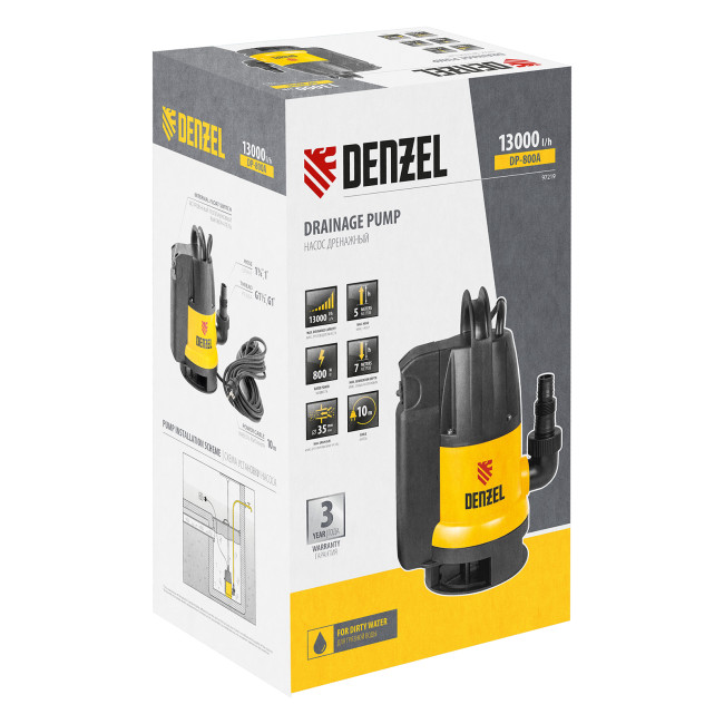 Дренажный насос DP800A, 800 Вт, подъем 5 м, 13000 л/ч Denzel в Ижевске Дренажный насос DP800A, 800 Вт, подъем 5 м, 13000 л/ч Denzel в Ижевске