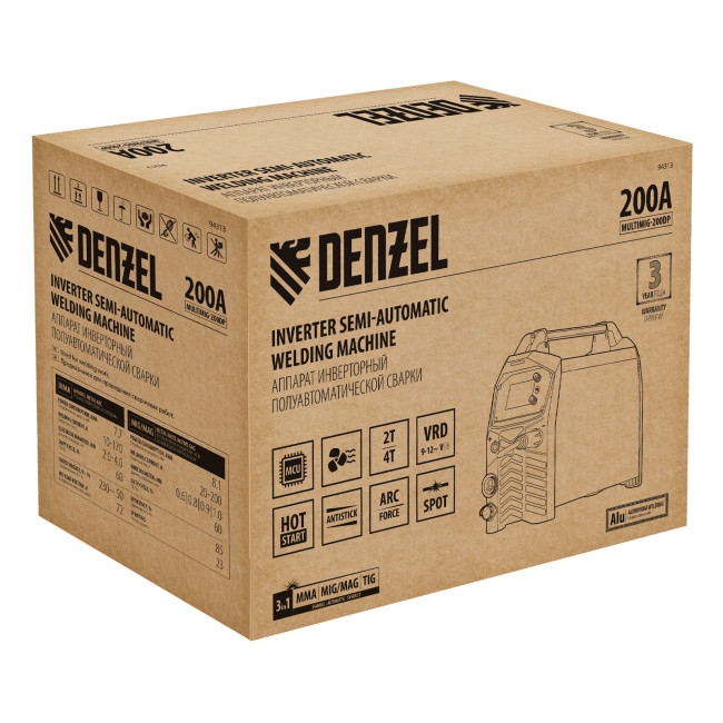 Аппарат инвертор. полуавтомат. сварки MultiMIG-200DP Synergy Double Pulse, 200 А, ПВ 80% Denzel в Ижевске