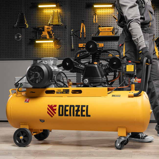 Компрессор воздушный BCW3000-T/100, ременный привод, 3.0 кВт, 100 литров, 520 л/мин Denzel в Ижевске