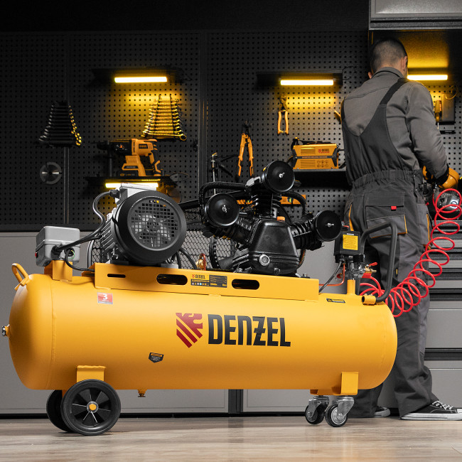 Компрессор воздушный BCW3000-T/100, ременный привод, 3.0 кВт, 100 литров, 520 л/мин Denzel в Ижевске