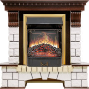 Каминокомплект Pierre Luxe угловой - Темный дуб / Белый с очагом Majestic FX Brass Каминокомплект Pierre Luxe угловой - Темный дуб / Белый с очагом Majestic FX Brass