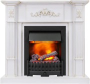 Каминокомплект Martin - Белый дуб, патина золото с очагом Danville Black FB2