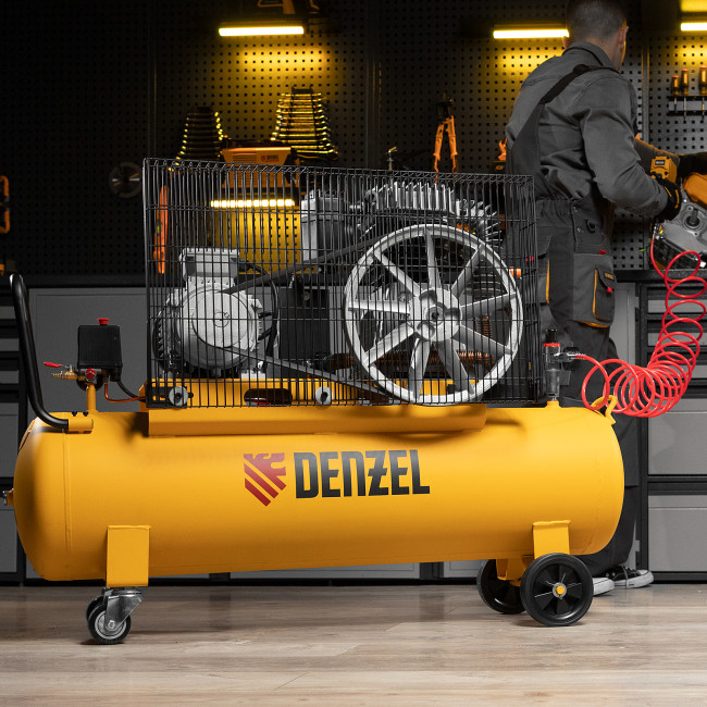 Компрессор воздушный, ременный привод BCI4000-T/100, 4.0 кВт, 100 литров, 690 л/мин Denzel в Ижевске