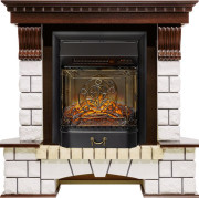 Каминокомплект Pierre Luxe угловой - Темный дуб / Белый с очагом Majestic FX M Black RC Каминокомплект Pierre Luxe угловой - Темный дуб / Белый с очагом Majestic FX M Black RC