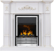 Каминокомплект Martin - Белый дуб, патина золото с очагом Flagstaff