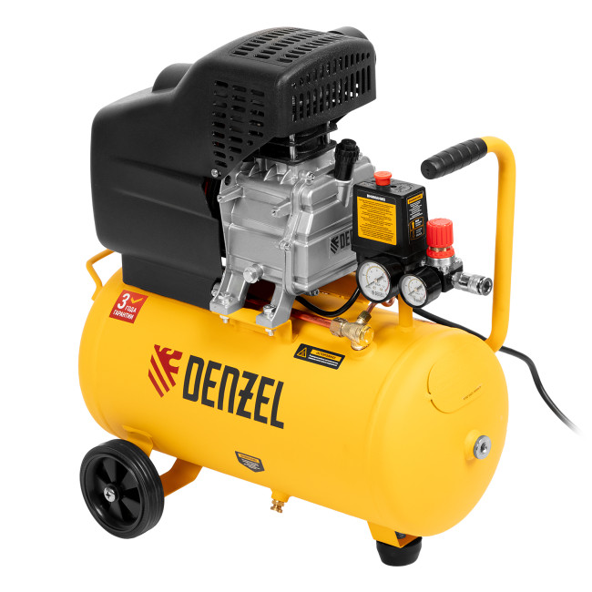 Компрессор воздушный DC1500/24, прямой привод, 1.5 кВт, 24 литра, 220 л/мин Denzel в Ижевске