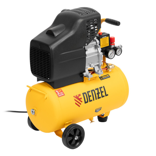 Компрессор воздушный DC1500/24, прямой привод, 1.5 кВт, 24 литра, 220 л/мин Denzel в Ижевске