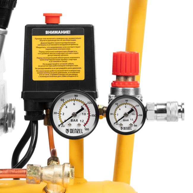 Компрессор воздушный DC1500/24, прямой привод, 1.5 кВт, 24 литра, 220 л/мин Denzel в Ижевске