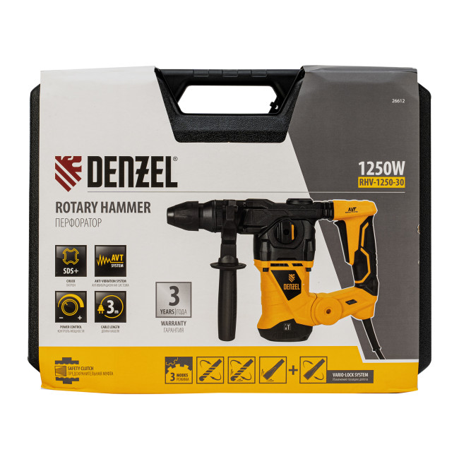 Перфоратор электрический RHV-1250-30, SDS-plus, 1250 Вт, 5 Дж, 3 плюс 1 режим Denzel в Ижевске Перфоратор электрический RHV-1250-30, SDS-plus, 1250 Вт, 5 Дж, 3 плюс 1 режим Denzel в Ижевске