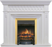 Каминокомплект Alexandria - Белый с очагом Fobos FX Brass