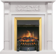 Каминокомплект Venice - Фактурный белый с очагом Fobos FX Brass