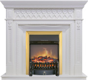Каминокомплект Alexandria - Белый с очагом Fobos FX M Brass