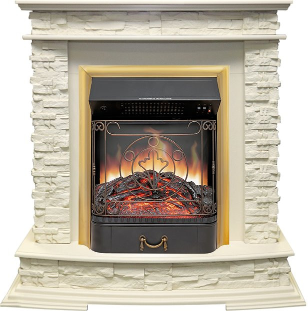 Каминокомплект Luzern - Слоновая кость с очагом Majestic FX Brass в Ижевске