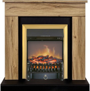 Каминокомплект Bergen (Разборный) - Дуб галифакс (Ширина 900 мм) с очагом Fobos FX M Brass