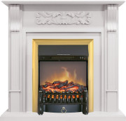 Каминокомплект Venice - Фактурный белый с очагом Fobos FX M Brass