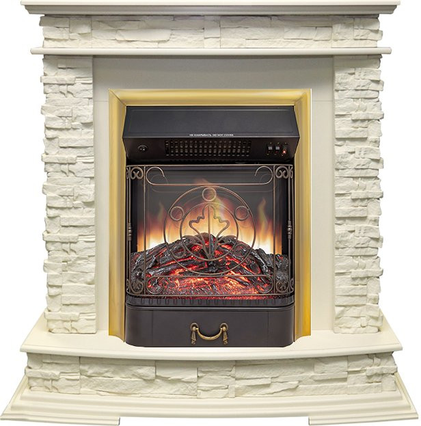 Каминокомплект Luzern - Слоновая кость с очагом Majestic FX M Brass в Ижевске