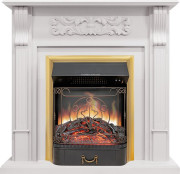 Каминокомплект Venice - Фактурный белый с очагом Majestic FX Brass