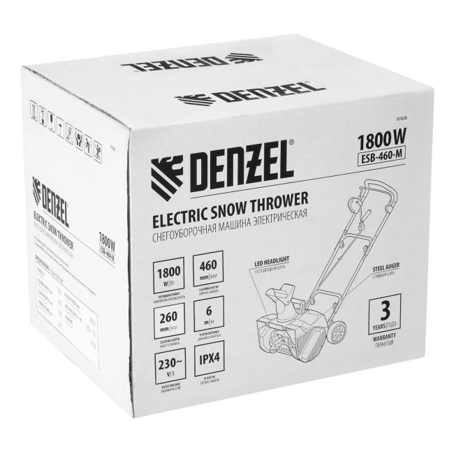 Электрическая снегоуборочная машина ESB-460-M, 1.8 кВт, металлический шнек, LED фара Denzel в Ижевске Электрическая снегоуборочная машина ESB-460-M, 1.8 кВт, металлический шнек, LED фара Denzel в Ижевске