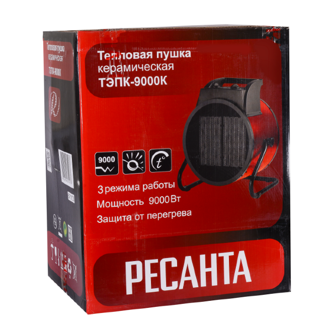 Тепловая электрическая пушка ТЭПК-9000K (керам.нагревательный элемент,круглая) Ресанта в Ижевске Тепловая электрическая пушка ТЭПК-9000K (керам.нагревательный элемент,круглая) Ресанта в Ижевске