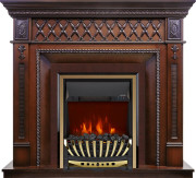 Каминокомплект Alexandria - махагон коричневый антик с очагом Aspen Gold
