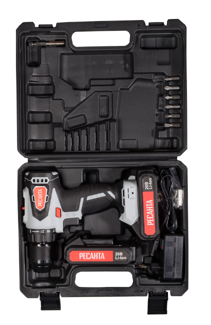 Дрель-шуруповерт аккумуляторная Ресанта ДА-20-2ЛК-Б (2,0 А/ч) (бесщеточный двигатель) в Ижевске