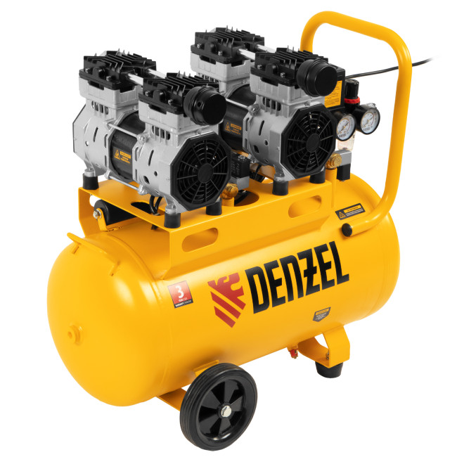 Компрессор безмасляный, малошумный DLS 1500/50, 1500 ВТ, 2x750, 50 л, 260 л/мин Denzel в Ижевске