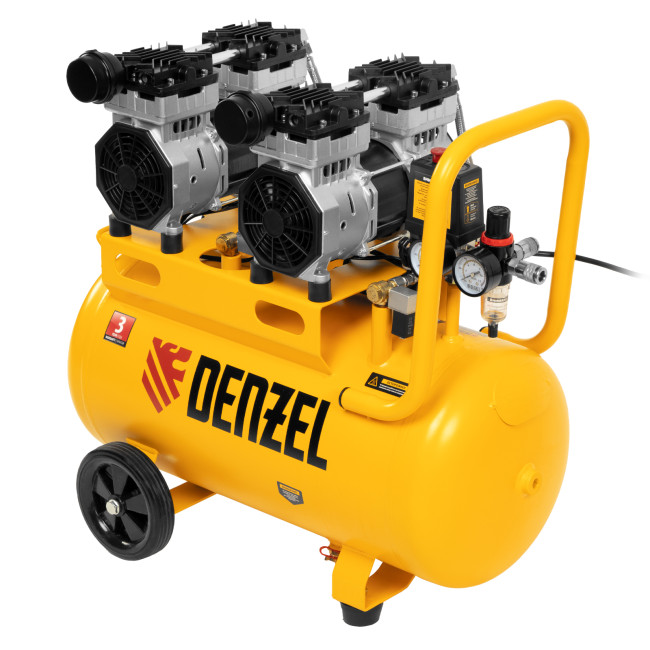 Компрессор безмасляный, малошумный DLS 1500/50, 1500 ВТ, 2x750, 50 л, 260 л/мин Denzel в Ижевске