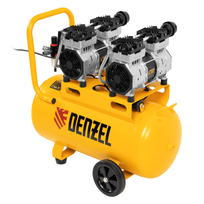 Компрессор безмасляный, малошумный DLS 1500/50, 1500 ВТ, 2x750, 50 л, 260 л/мин Denzel в Ижевске