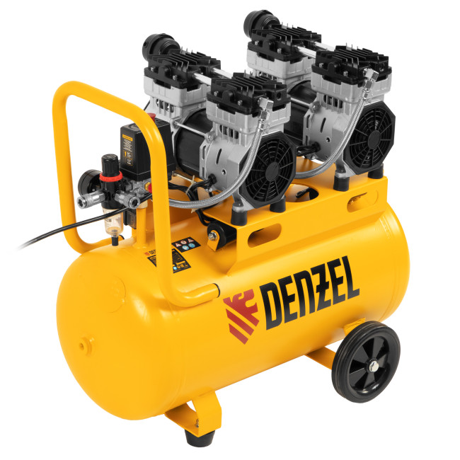 Компрессор безмасляный, малошумный DLS 1500/50, 1500 ВТ, 2x750, 50 л, 260 л/мин Denzel в Ижевске