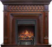 Каминокомплект Alexandria - махагон коричневый антик с очагом Fobos FX Black