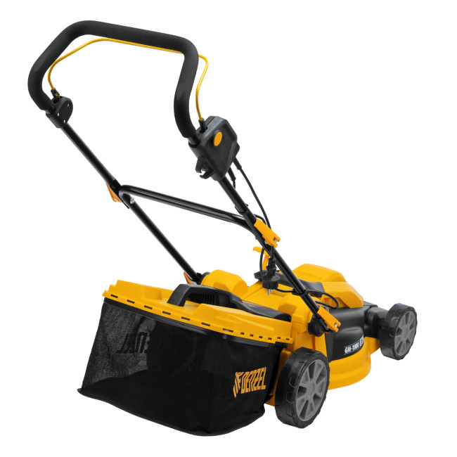 Газонокосилка электрическая GM-1800, 1800 Вт, шир. 38 см, 6 уров., травосб. 40 л. Denzel в Ижевске Газонокосилка электрическая GM-1800, 1800 Вт, шир. 38 см, 6 уров., травосб. 40 л. Denzel в Ижевске