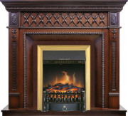 Каминокомплект Alexandria - махагон коричневый антик с очагом Fobos FX Brass
