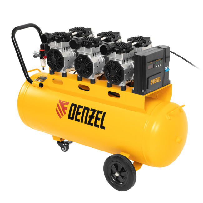 Компрессор безмасляный, малошумный  DLS 2250/100, 2250 Вт, 3x750, 100 л, 410 л/мин блок управления/ Denzel в Ижевске