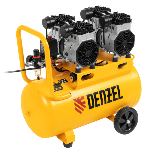 Компрессор безмасляный, малошумный DLS 2200/50, 2200 Вт, 2x1100, 50 л, 380 л/мин Denzel в Ижевске