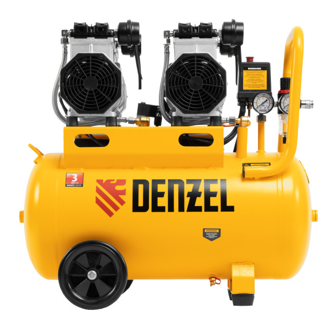Компрессор безмасляный, малошумный DLS 2200/50, 2200 Вт, 2x1100, 50 л, 380 л/мин Denzel в Ижевске