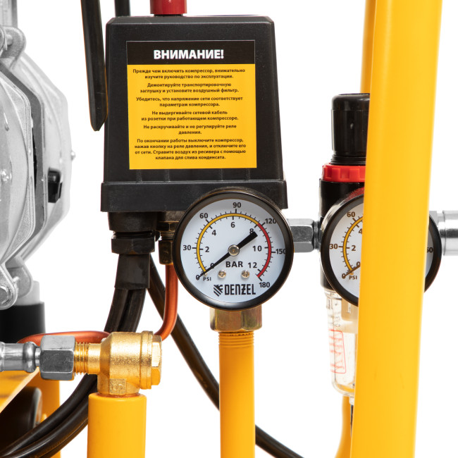 Компрессор безмасляный, малошумный DLS 2200/50, 2200 Вт, 2x1100, 50 л, 380 л/мин Denzel в Ижевске