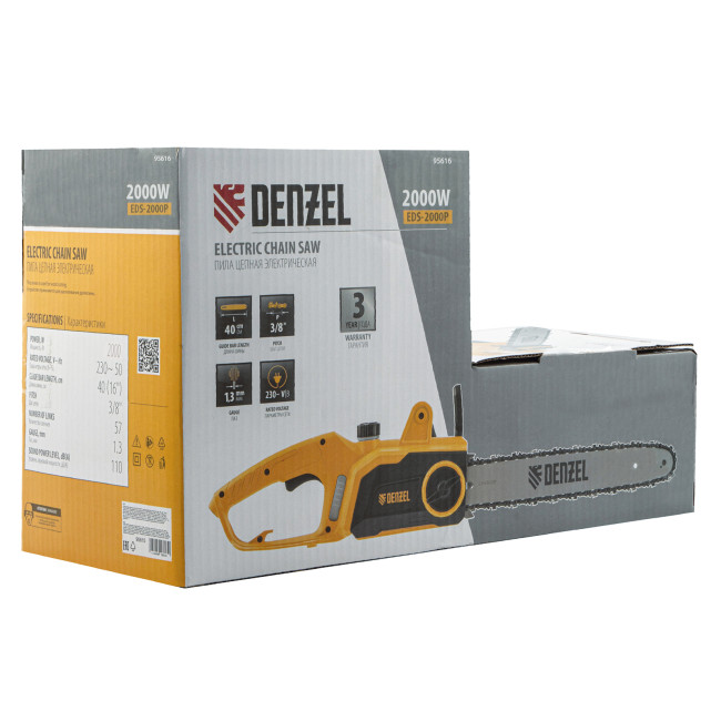 Пила цепная электрическая EDS-2000P, 2 кВт,поперечная, шина 40 см, шаг 3/8, паз 1.3 мм, 57 звеньев Denzel в Ижевске