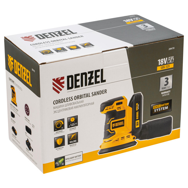 Машина шлифовальная эксцентриковая аккумуляторная COS-125, 18В Li-Ion Denzel в Ижевске Машина шлифовальная эксцентриковая аккумуляторная COS-125, 18В Li-Ion Denzel в Ижевске