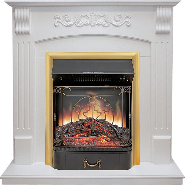Каминокомплект Sorrento угловой - Белый дуб с очагом Majestic FX Brass в Ижевске