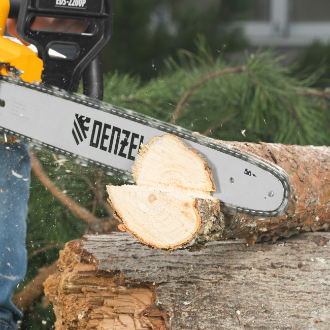 Пила цепная электрическая EDS-2200P, 2.2 кВт,поперечная, шина 45 см, шаг 3/8, паз 1.3 мм, 63 звена Denzel в Ижевске