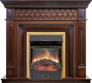 Каминокомплект Alexandria - махагон коричневый антик с очагом Majestic FX Brass