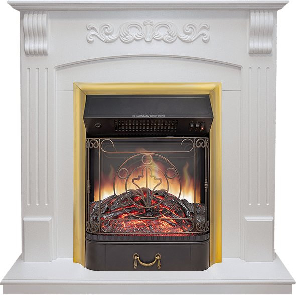 Каминокомплект Sorrento угловой - Белый дуб с очагом Majestic FX M Brass в Ижевске