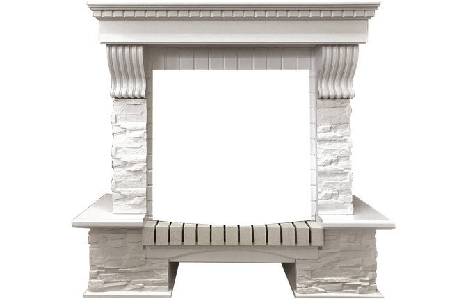 Каминокомплект Pierre Luxe Белый / Сланец белый с очагом Dioramic 25 LED FX в Ижевске