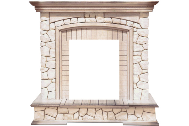 Каминокомплект Preston - Белый/Слоновая кость с патиной с очагом Aspen Gold в Ижевске