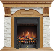 Каминокомплект Dublin - Дуб / Сланец белый с очагом Fobos FX Black Каминокомплект Dublin - Дуб / Сланец белый с очагом Fobos FX Black