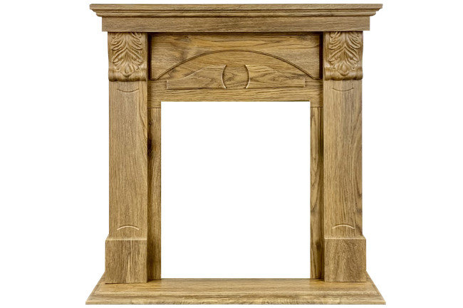 Каминокомплект Dublin (деревянный) RUSTIC (Разборный) - Дуб натуральный с очагом Fobos FX M Black RC в Ижевске